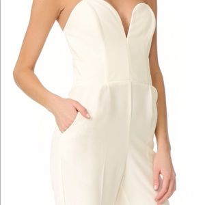 Amanda Uprichard plunging neckline white jumpsuit